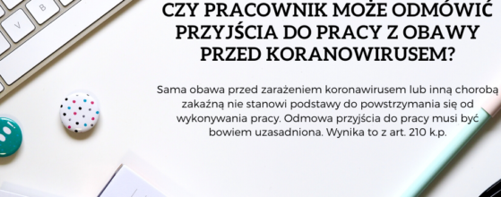 Czy pracownik może odmówić pracy w obawie przed koronawirusem?